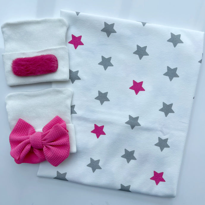 Hot Pink Star Printed Swaddle