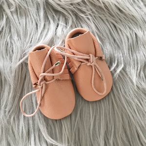 Salmon Leather Lace Up booties - The Gifted Baby NY