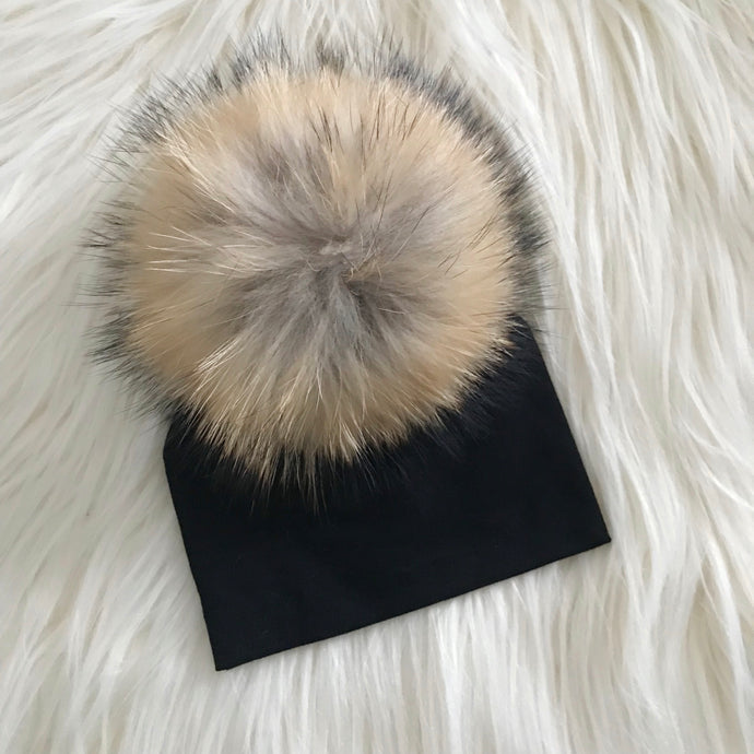 Black Hat Natural Pompom - The Gifted Baby NY