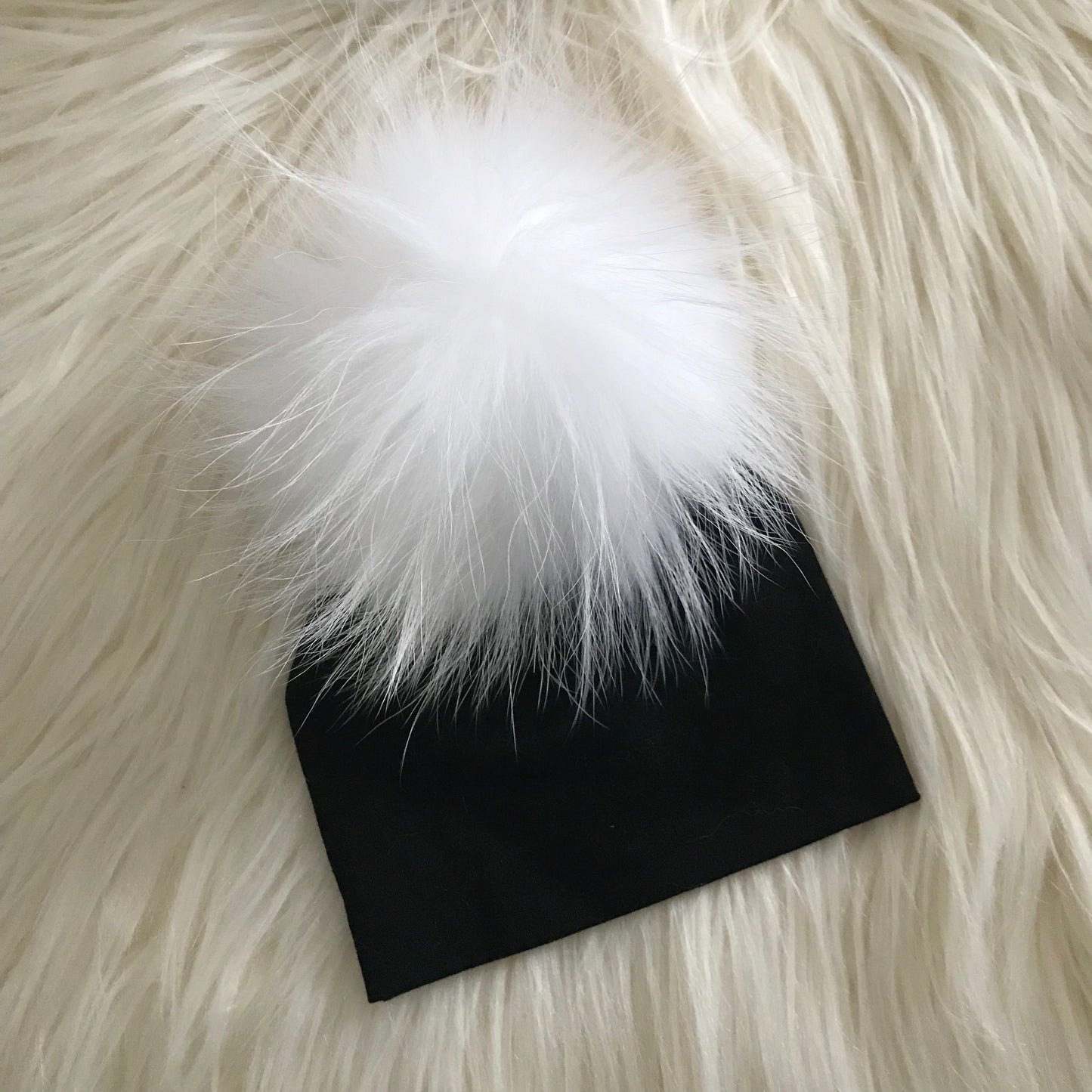 Black Hat White Pompom - The Gifted Baby NY