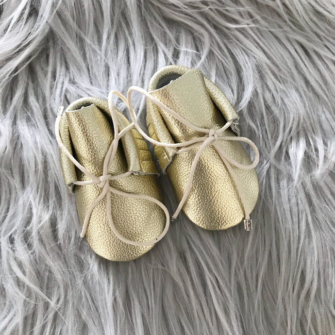 Gold Leather Lace Up booties - The Gifted Baby NY