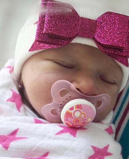 Glitter Bow Hospital Hat - The Gifted Baby NY