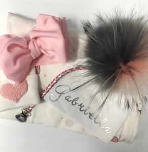 Medium Fuzzy Heart Hospital Hat - The Gifted Baby NY