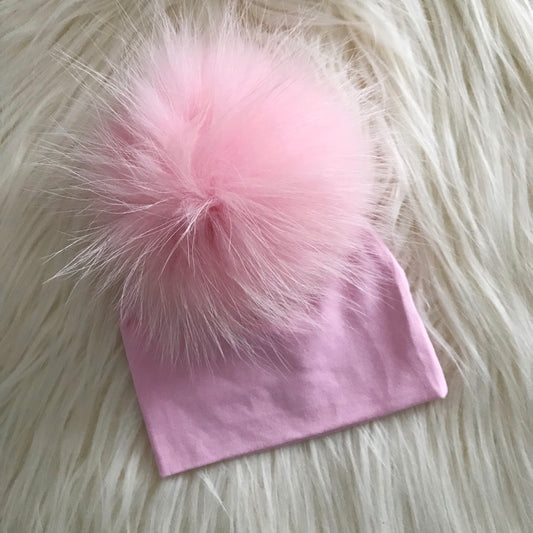 Pink Hat Baby Pink Pompom - The Gifted Baby NY