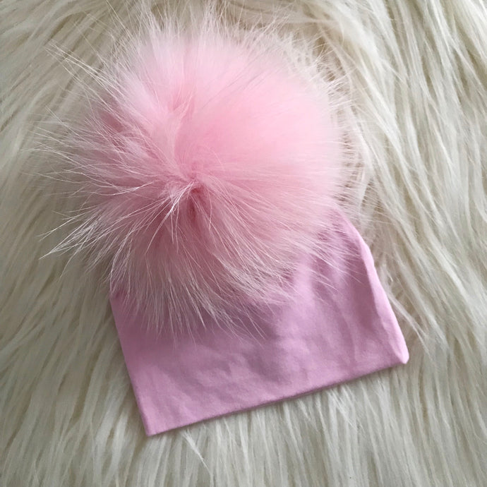 Pink Hat Baby Pink Pompom - The Gifted Baby NY