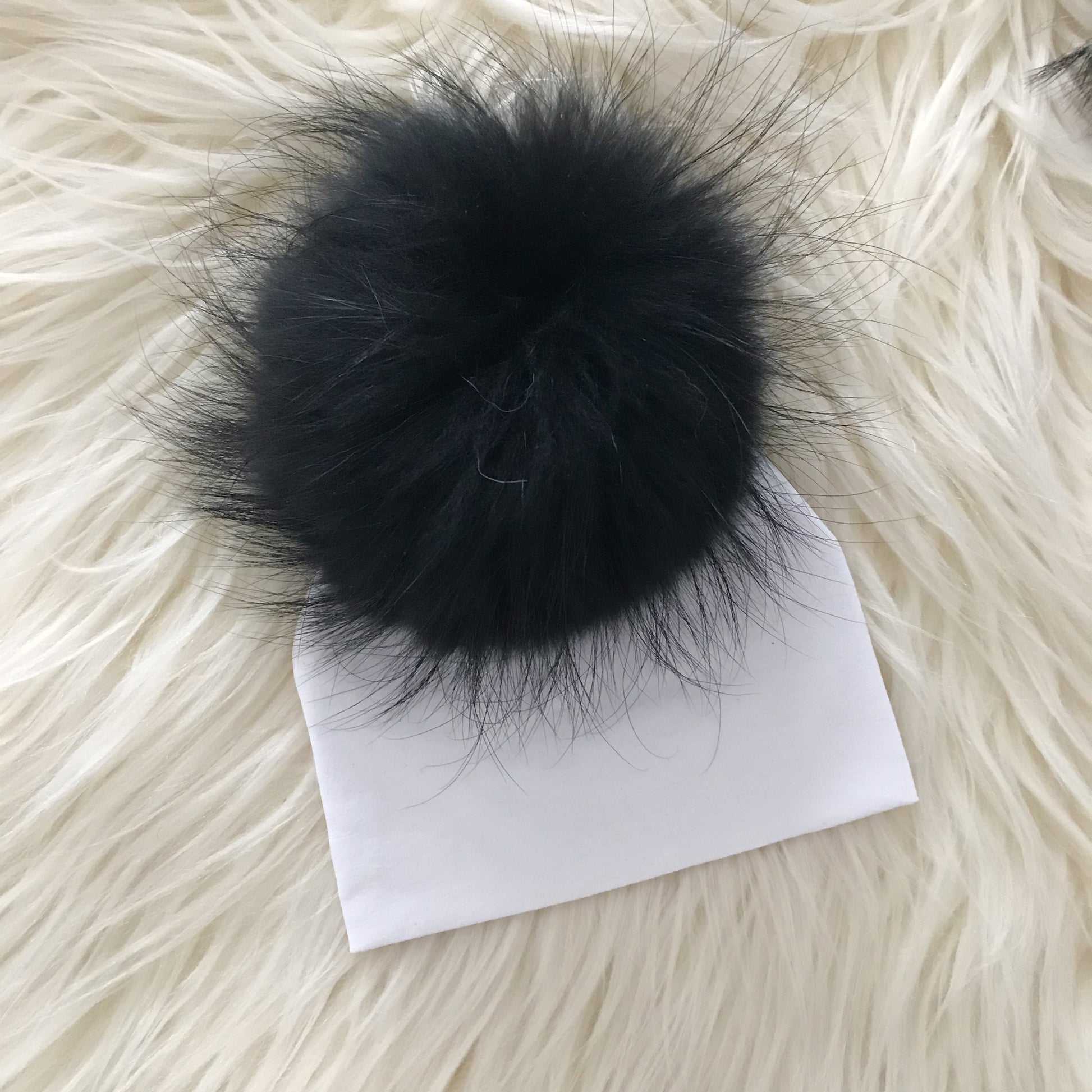 White Hat Black  Pompom - The Gifted Baby NY