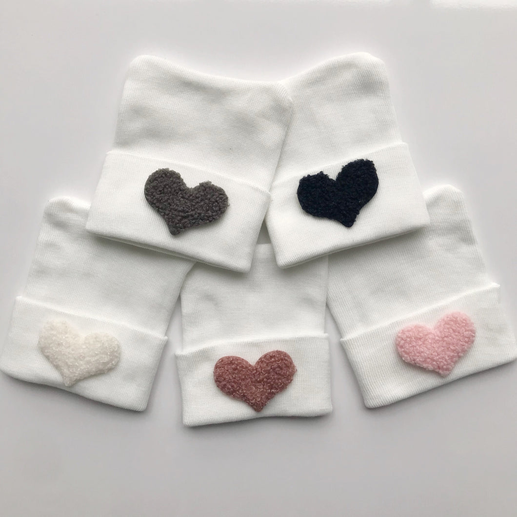 Medium Fuzzy Heart Hospital Hat - The Gifted Baby NY