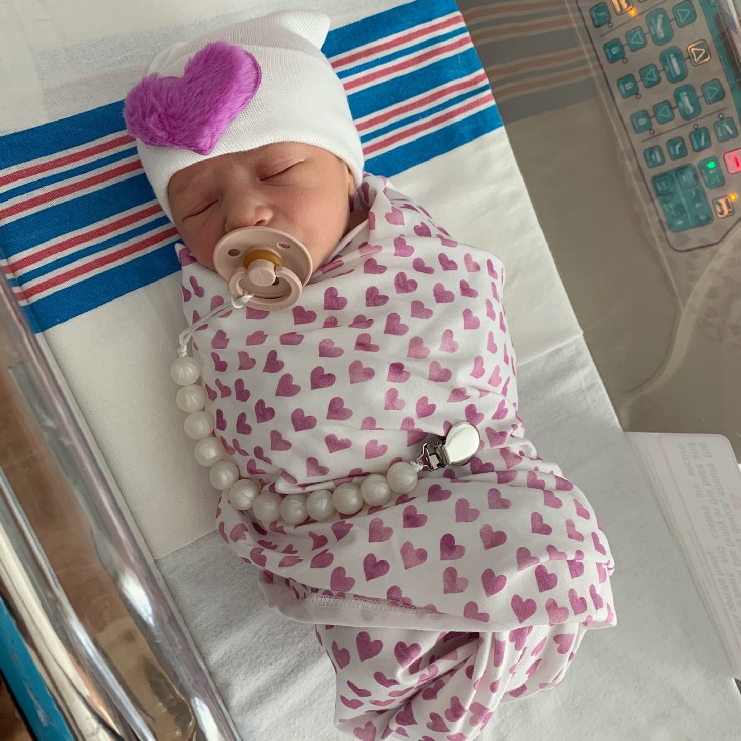 Purple Hearts Swaddle - The Gifted Baby NY