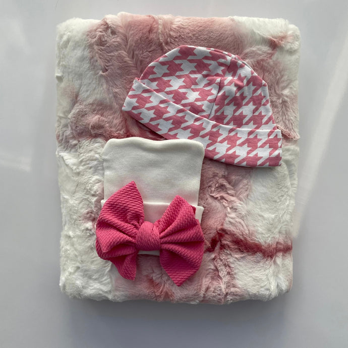 Pink Tie-Dye Stroller Blanket Gift Set
