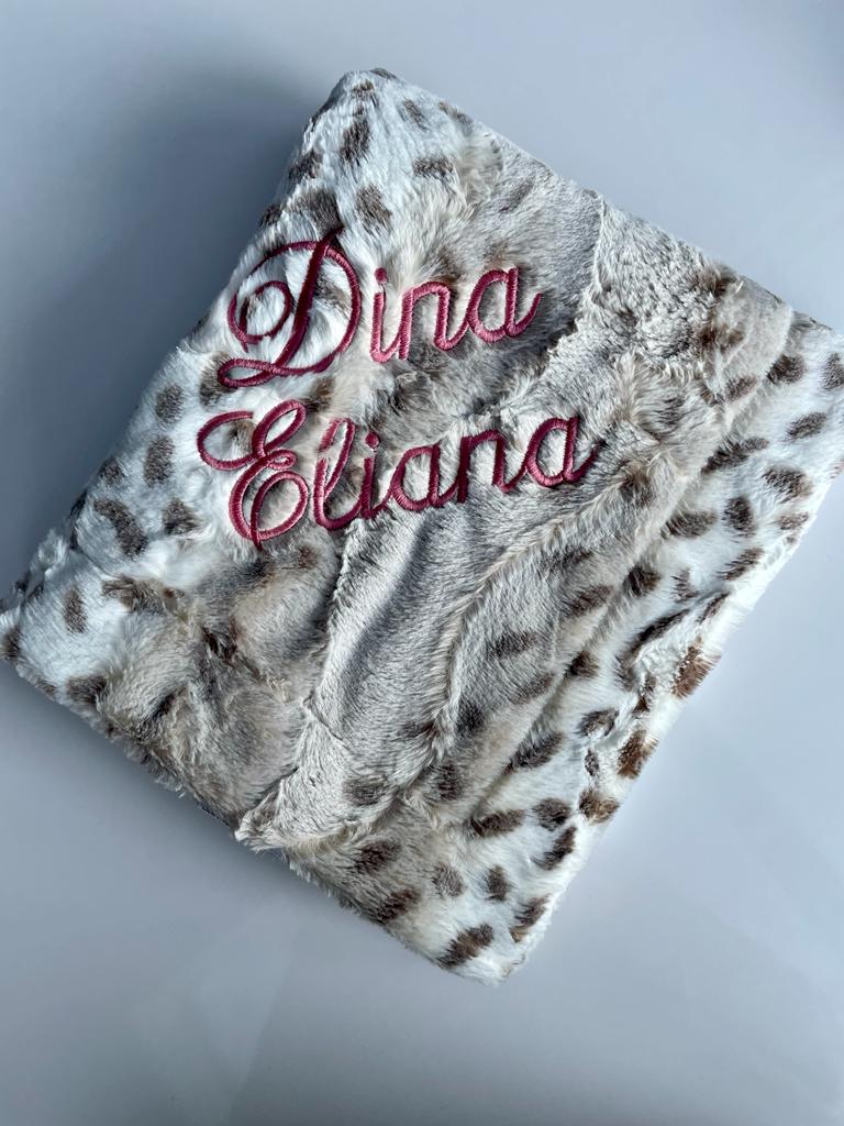 Cream Leopard Stroller Blanket