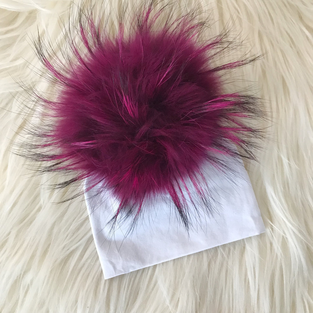 White Hat Hot Pink Pompom - The Gifted Baby NY
