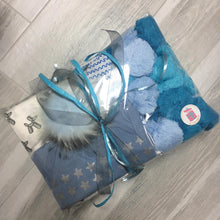 Load image into Gallery viewer, Blue Ombré Pompom Blanket - The Gifted Baby NY