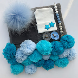 Blue Ombré Pompom Blanket - The Gifted Baby NY