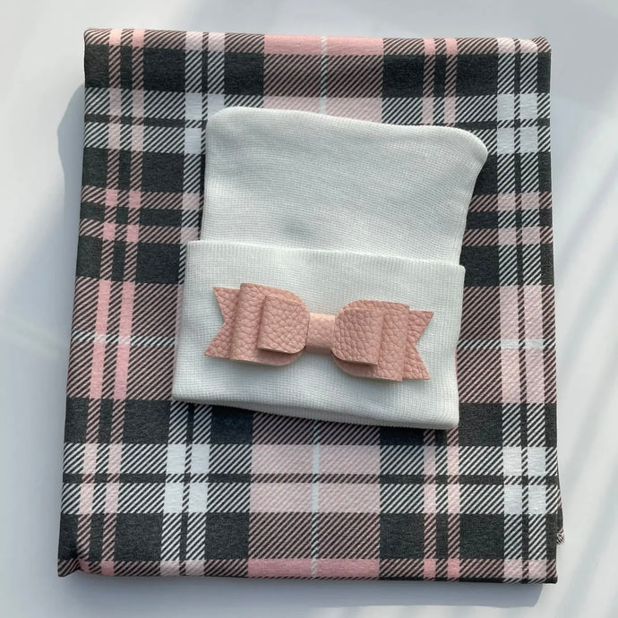 Pink Plaid Swaddle Gift Set