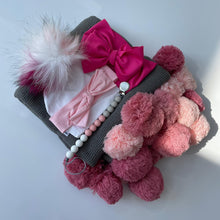 Load image into Gallery viewer, Pink Ombré Pompom Blanket