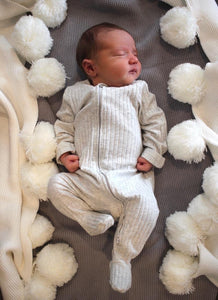 Gray and White Pompom Blanket