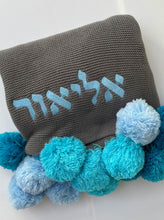 Load image into Gallery viewer, Blue Ombré Pompom Blanket