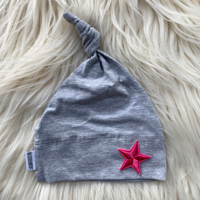 Heather Hat Hot Pink Embroidered Star - The Gifted Baby NY