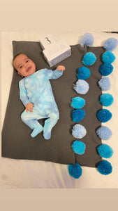 Blue Ombré Pompom Blanket