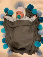 Load image into Gallery viewer, Blue Ombré Pompom Blanket - The Gifted Baby NY