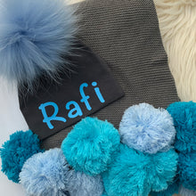 Load image into Gallery viewer, Blue Ombré Pompom Blanket - The Gifted Baby NY