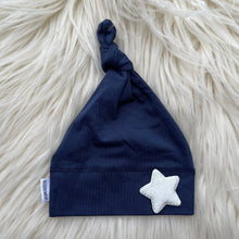 Load image into Gallery viewer, Navy Hat White Velvet Star