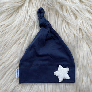 Navy Hat White Velvet Star