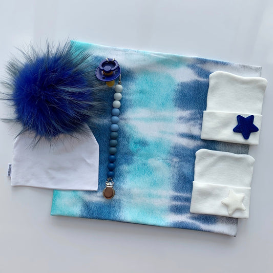 Blue Tie-Dye Stripe Swaddle - The Gifted Baby NY