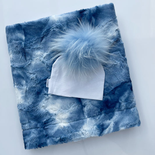 Blue Tie-Dye Stroller Blanket Gift Set