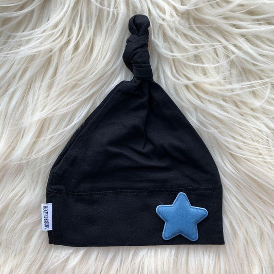 Black Hat Light Blue Velvet Star - The Gifted Baby NY