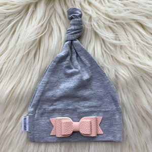 Heather Hat Pink Leather Bow - The Gifted Baby NY
