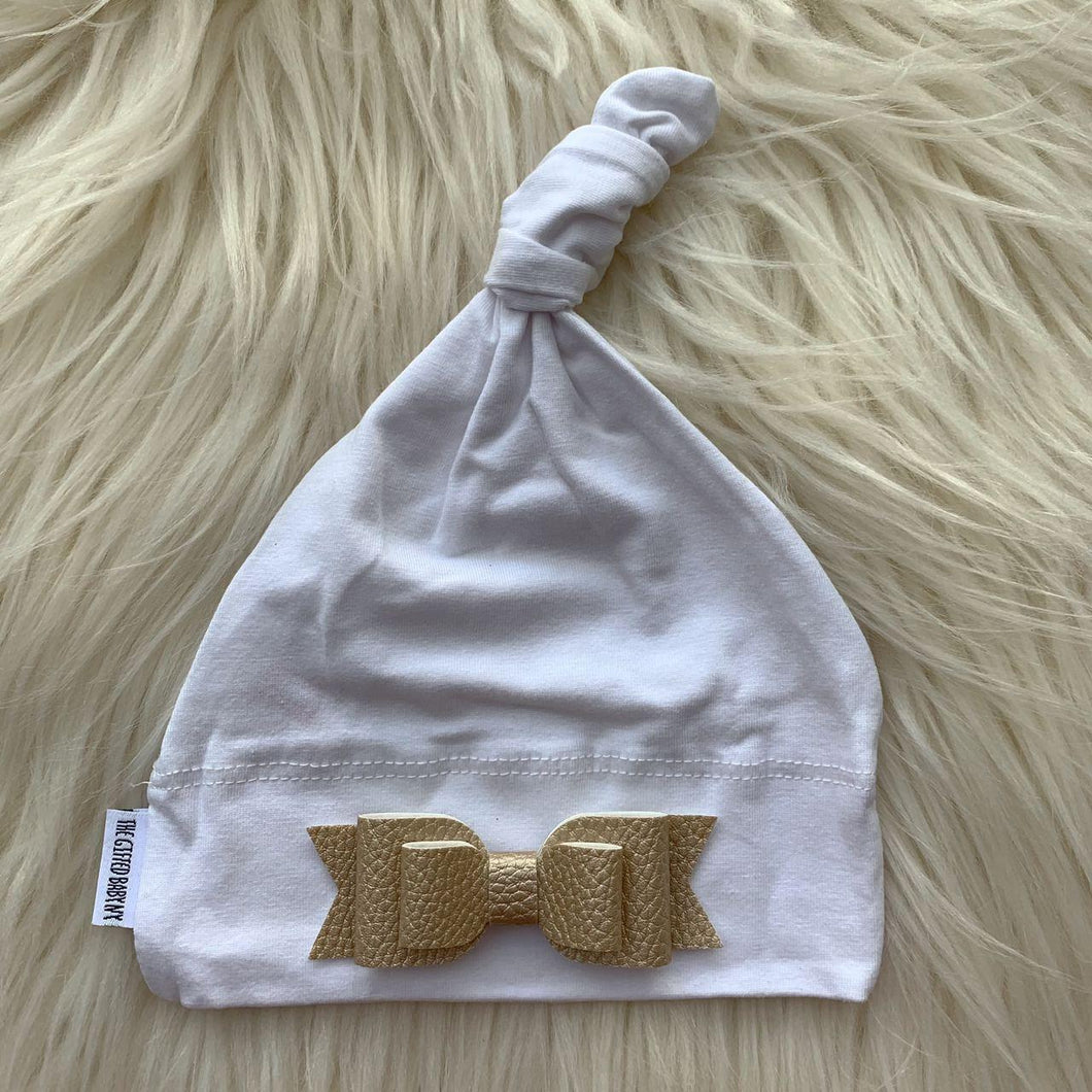 Gold Leather Bow - The Gifted Baby NY