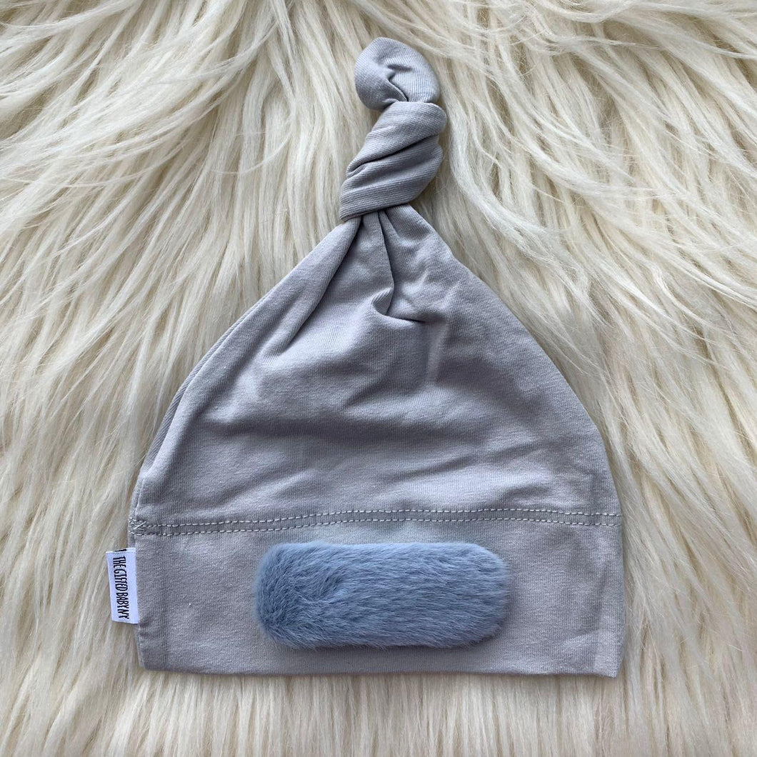 Light Gray Hat Blue Linear - The Gifted Baby NY