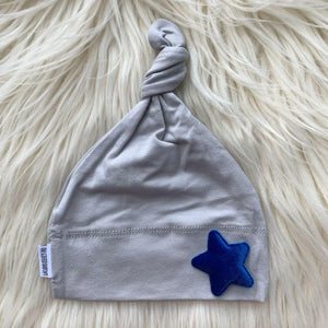 Light Gray Hat Cobalt Velvet Star - The Gifted Baby NY