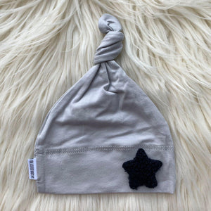 Light Gray Hat Navy Fuzzy Star - The Gifted Baby NY