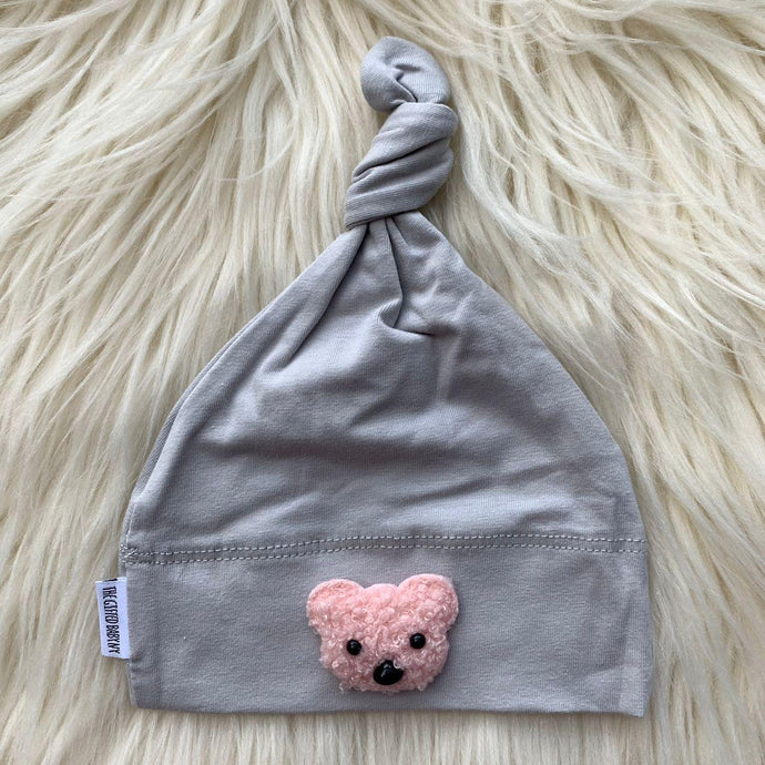 Light Gray Hat Pink Teddy - The Gifted Baby NY